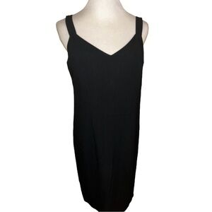 Classic Black Midi Slip Dress - Women's V-Neck